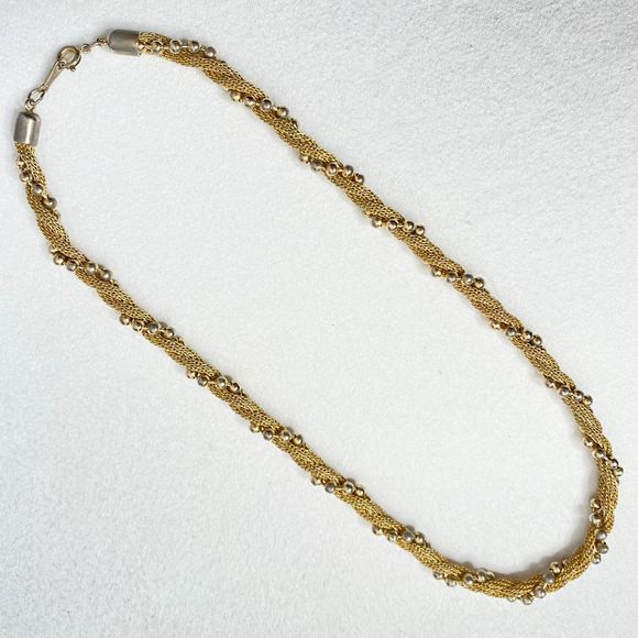 Avon Choker Necklace Gold Tone Twisted Chains And Beads - Picture 2 of 6